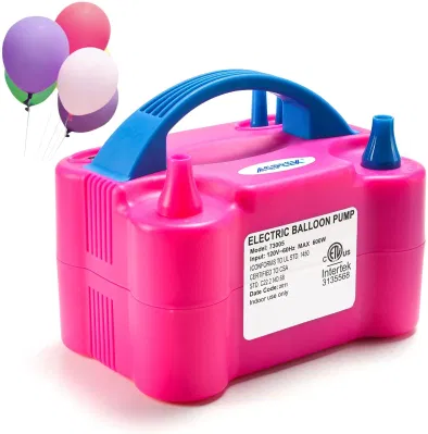 The Balloon Machine Electric Air Balloon Pump, Rose Red Portable Dual Nozzle Inflator/Blower for Party Decoration
